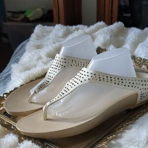 Kenneth Cole Cream Sandals with Embellished Strap